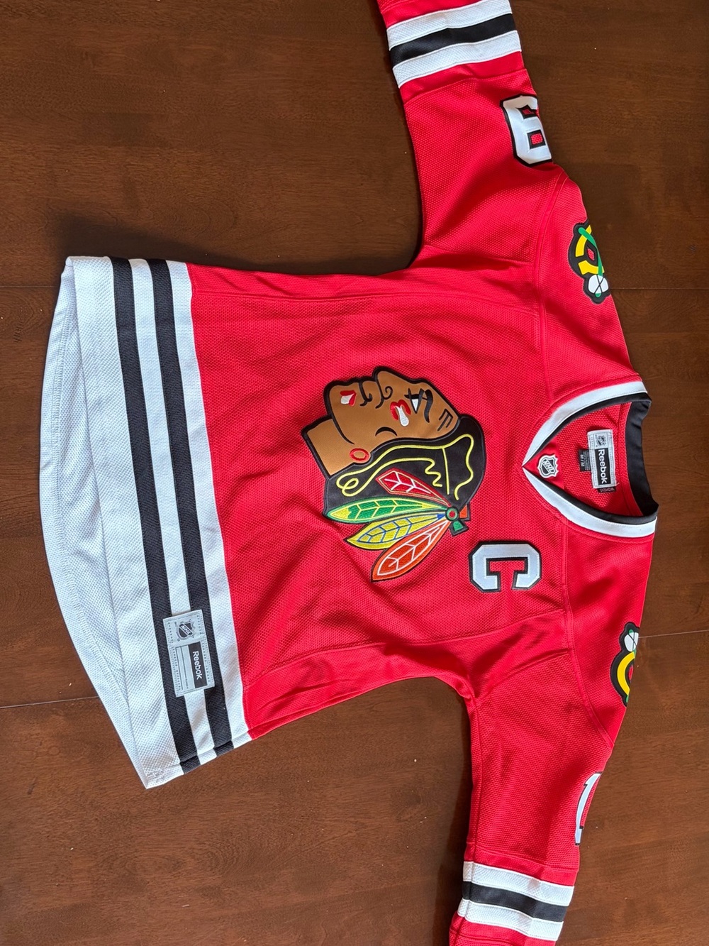 Reebok NHL Jersey Women M Red Chicago Blackhawks Premier Long Sleeve Mesh NWOT
